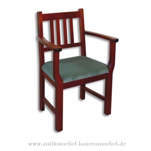 Sessel Stuhl Buche mit Polster und Armlehne rötlich gebeizt Landhausstil Massivholz Artikel-Nr.: stl-34a-stp