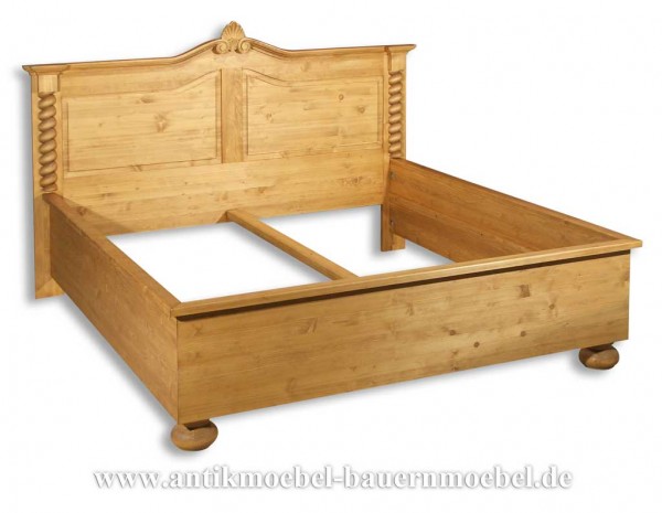 Bett Doppelbett 180x200 Bettgestell Fichte Massivholz Gründerzeit Landhausmöbel Weichholz-Copy