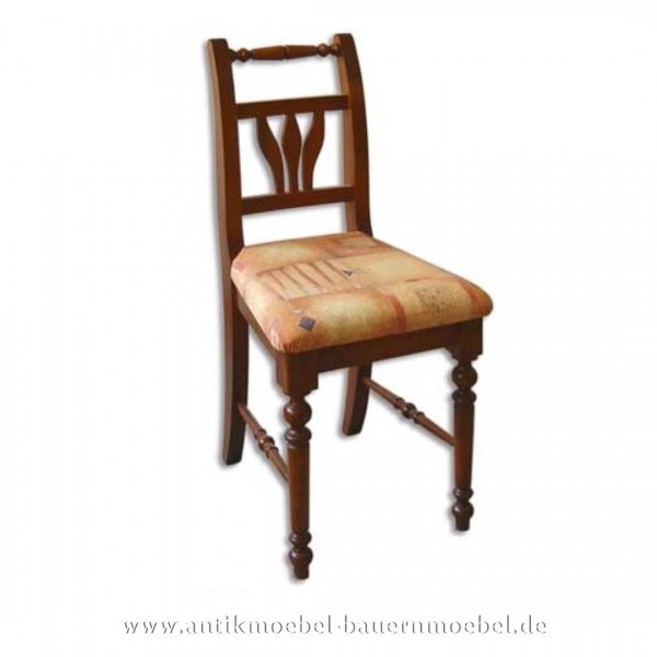 Stuhl gepolstert Massiv Landhausstil Holzstuhl mit Säulenbeine+ Rückenlehne mit Säulen Artikel-Nr.: stl-26-stp