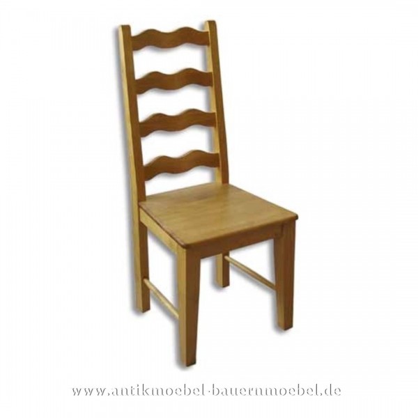 Stuhl Holzstuhl Lehnstuhl Küchenstuhl Massivholz Landhausstil Rückenlehne mit Wellenform
